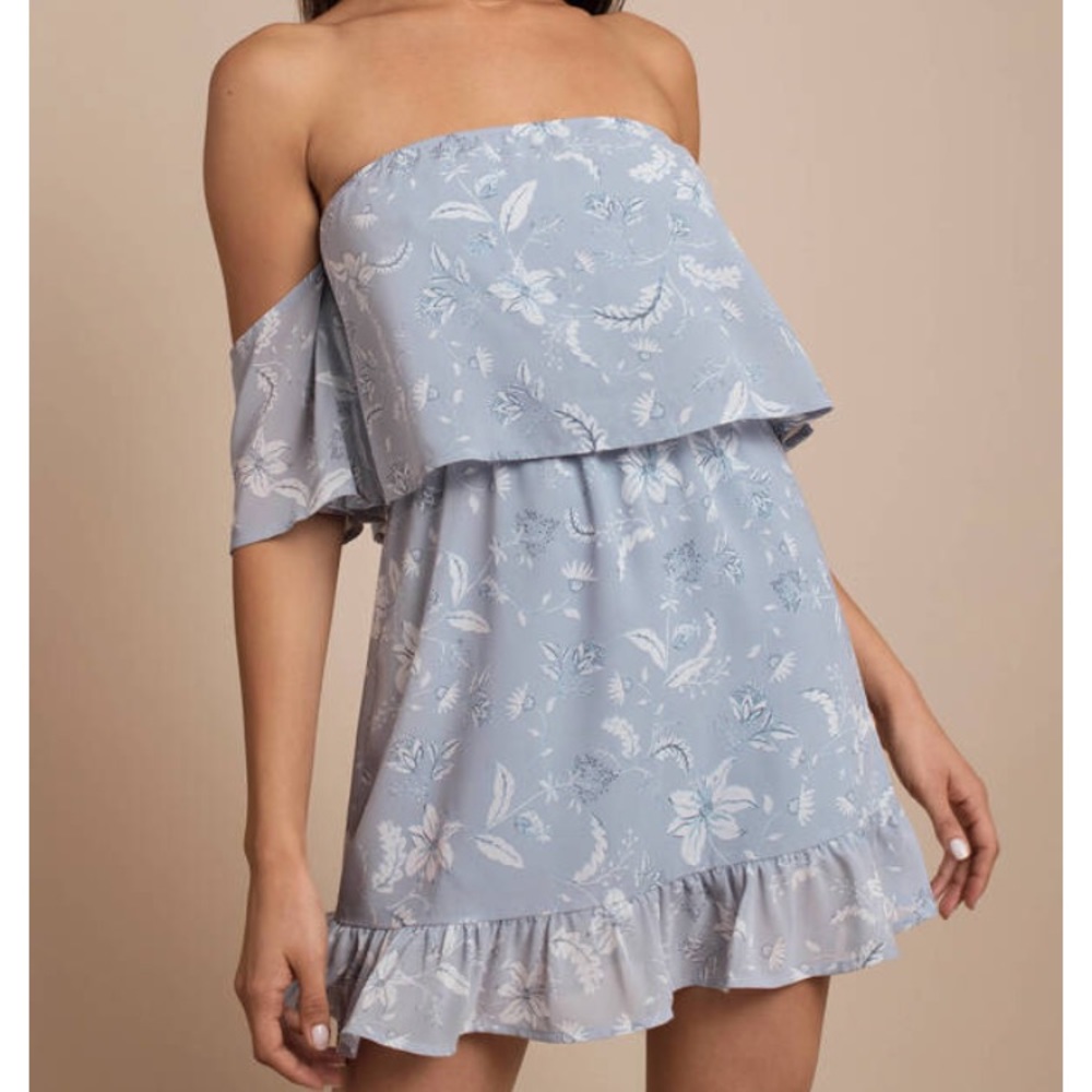 Light blue off the shoulder dress